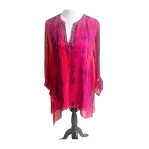 Catherine’s Women’s Sheer Asymmetrical Tunic Artsy Plus Size 14/16W Sequin Bead